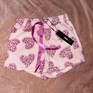Fashion Nova Pink Heart Plush Pajama Shorts